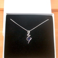 BOXED GIFT /925 Sapphire (Lab Created) Squiggle Pendant & Chain/Sapphire Jewelry/Silver Sapphire Necklace/Sapphire Pendant/Sapphire Gift/UK - Thumbnail 7