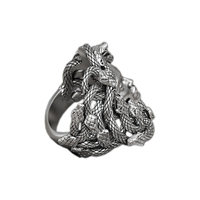 Solid Sterling Silver Greek Mythology Medusa Gorgon Ring - Thumbnail 3
