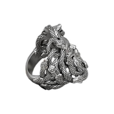 Solid sterling silver greek mythology medusa gorgon ring