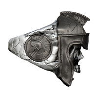 Solid Sterling Silver Greek Mythology Spartan King Leonidas Skull Ring - Thumbnail 7