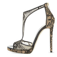 Sexy lace mesh high heels plus size sandals - Thumbnail 3
