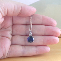  BOXED GIFT /925 Sapphire (Lab Created) Solitaire Pendant & Chain/Sapphire Jewelry/Silver Sapphire Necklace/Sapphire Pendant/Sapphire Gift/UK - Thumbnail 3