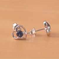 BOXED GIFT/Sterling Silver Sapphire Heart Stud Earrings/Sapphire Jewellery/Sapphire Jewelry/Heart Earrings/Heart Jewellery/September Birthstone/UK - Thumbnail 2