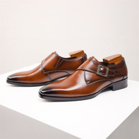 Genuine leather shoes buckle monk men's business shoes 2 colors - Thumbnail 5