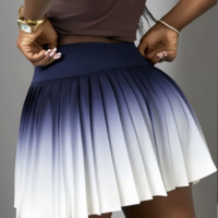 High Waist Women's Gradient Color Pleated Skirt - Thumbnail 7