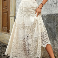 Boho Vintage-Inspired High Waist Maxi Skirt for Women - Thumbnail 2