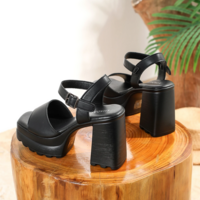 Elegant Open-Toe Block Heels for Women - Thumbnail 2