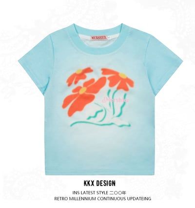 Retro graphic gyaru design short sleeve T-shirt