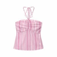 Fashionable halterneck cropped top and casual trousers set - Thumbnail 5