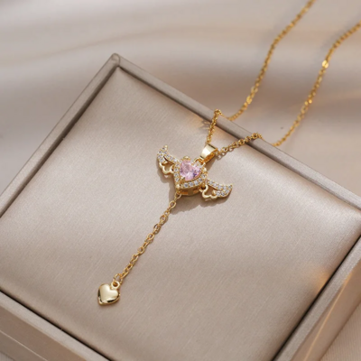 Kawaii cupid angel wings pendant necklace