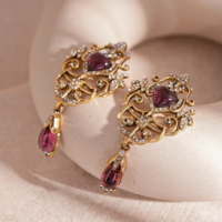 French Elegant Crystal Drop Earrings - Thumbnail 2
