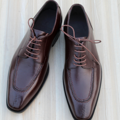 Crafted leather handmade men classic dark brown split toe derby oxford lace up dress shoes
