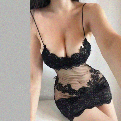 Lace mesh splicing see-through sleeveless chest wrap tight hip sexy hot girl special dress - Thumbnail 1