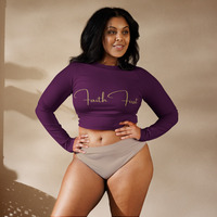 Faith First Long-Sleeve Crop Top Plum Gold Edition | Chayilpreneur Activewear  - Thumbnail 1