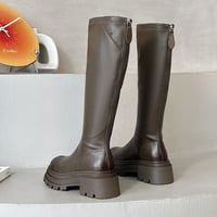 Women's thick-soled knight boots height-enhancing genuine leather boots - Thumbnail 2