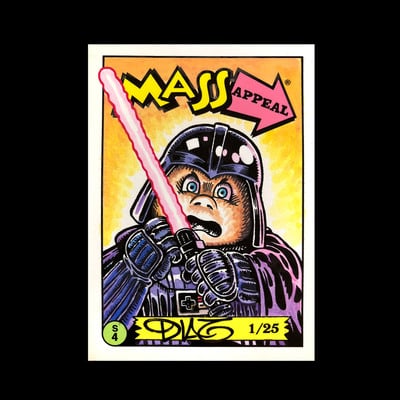 Darth vader parody mass appeal original limited edition hand painted watercolor sketch card