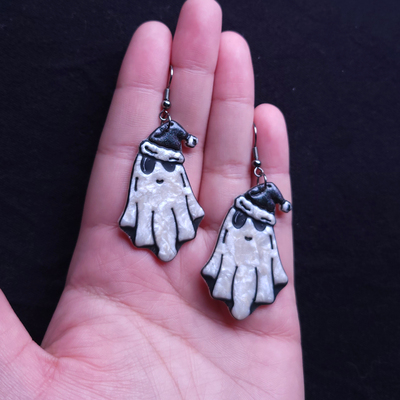 Holiday ghost earrings and magnets