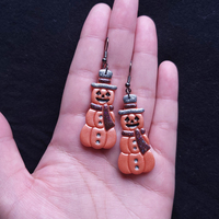 Pumpkin Snowman Clay Earrings - Thumbnail 8