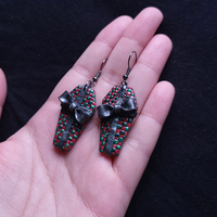 Checkered Coffins Gift Box Earrings - Thumbnail 2