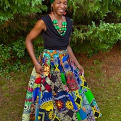 Patchwork maxi skirt w/ headwrap