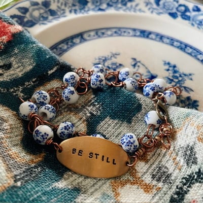 “be still” beaded wrap bracelet 