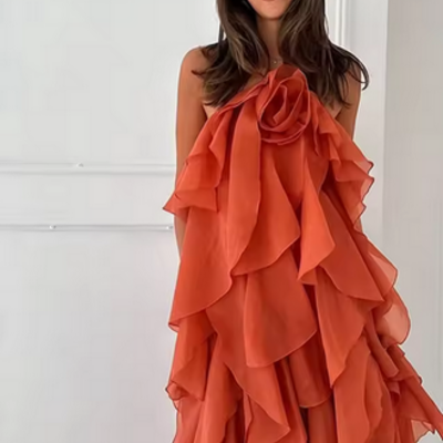Gorgeous flowy layered ruffles long dress