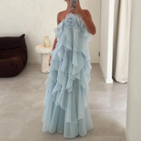Gorgeous Flowy Layered Ruffles Long Dress - Thumbnail 3
