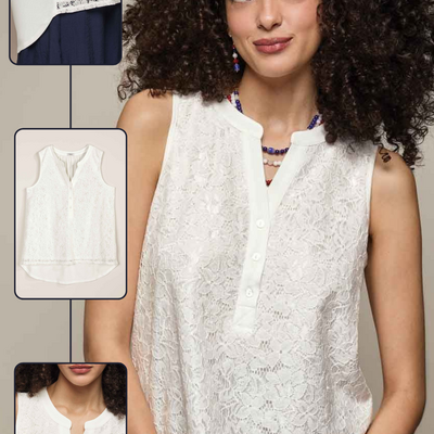 Lace-front sleeveless top - Thumbnail 4