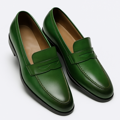 New edition handmade green loafers dress shoes for mens