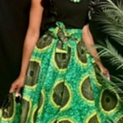 Vibrant vines skirt set w/ headwrap & purse