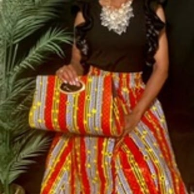 African bloom skirt set w/ headwrap & purse