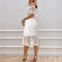 Women'S Sexy One Shoulder White Lace Dress - Thumbnail 2