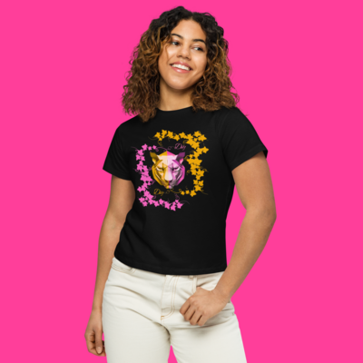 Pink and Gold Sculpture Cat T-shirt 