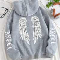 Oversized Sweatshirt Women's Angel Wings Hoodie - Thumbnail 4