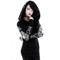 EdgyGothic Black Hooded Punk Coat - Thumbnail 5