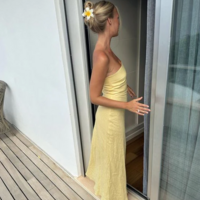 Strapless Floor Length Yellow Prom Evening Dresses - Thumbnail 3