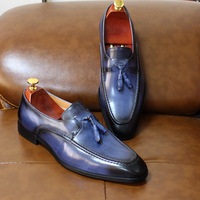 Tassel loafers men's genuine leather business wedding party shoes 3 colors - Thumbnail 6