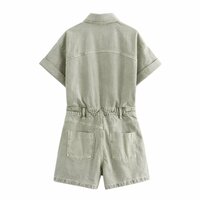 Fashionable and simple short denim jumpsuit - Thumbnail 2