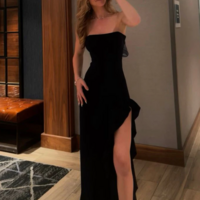 Black Strapless Split Long Prom Dresses - Thumbnail 1