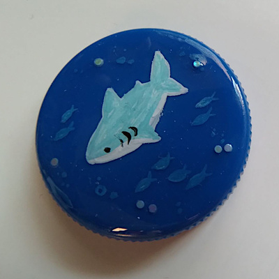 Shark - hand-painted pinback button