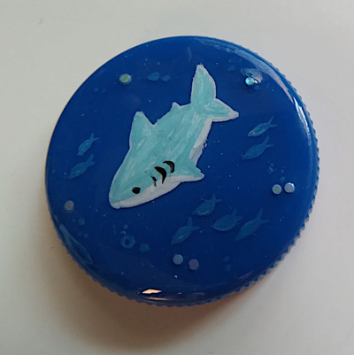 Shark - Hand-Painted Pinback Button