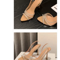 Women’s Rhinestone Slingback Elegant  Crystal High Heels - Thumbnail 5