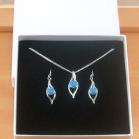 BOXED GIFT SET/Sterling Silver Blue Opal Pendant & 18" Silver Chain/Sterling Silver Blue Opal Necklace/Blue Opal Jewellery/Blue Opal Jewelry/UK - Thumbnail 8