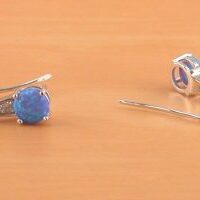 BOXED GIFT SET/Sterling Silver Blue Opal & Cz Pendant & Chain/Blue Opal Necklace/Opal Jewellery/Opal Jewelry/October Birthstone/UK - Thumbnail 4