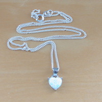 BOXED GIFT SET/Sterling Silver Opal Heart Pendant & Chain/Opal Necklace/Opal Heart Necklace/Opal Jewellery/Opal Pendant/Opal Earrings/UK - Thumbnail 2