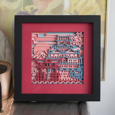 Stereowood japan multi-layer wooden wall art, creative gifts, laser cut