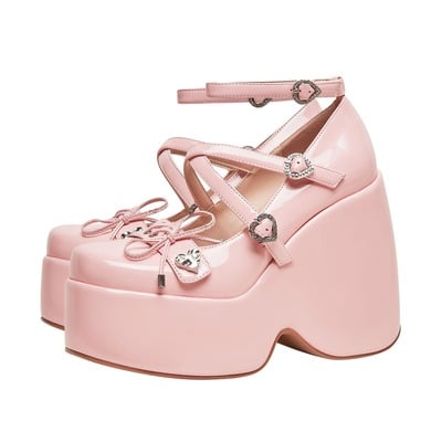 Cute love heart strapy wedges