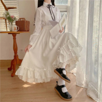  Women's Elegant A-Line Ruffle Pleated High Waist Skirt - Thumbnail 3