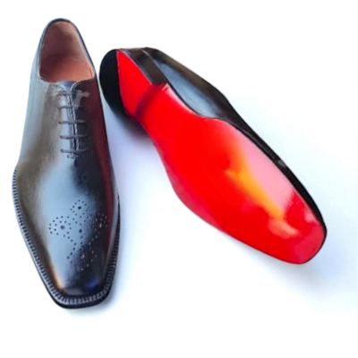 Crafted leather men black leather lace up oxford dress shoes