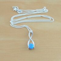 BOXED GIFT/Sterling Silver Blue Opal Pendant & Chain/Blue Opal Necklace/Opal Jewellery/Opal Jewelry/October Birthstone/UK - Thumbnail 1